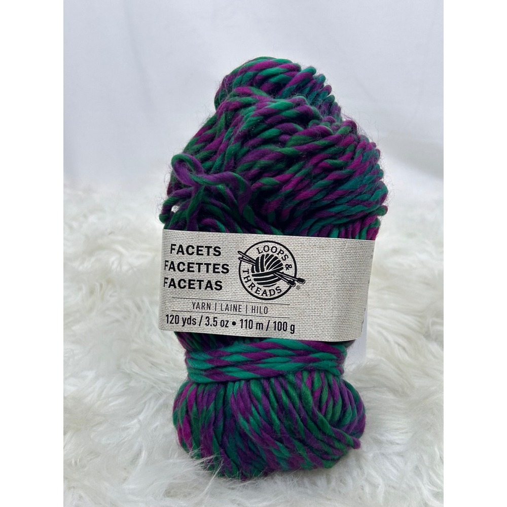 Loops & Threads‎ Facets Bulky Acrylic Yarn Montana Purple Green Y1508-012 3.5oz